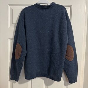 Line of Trade Men's Navy Sweater with Brown Elbow Patches- slim fit